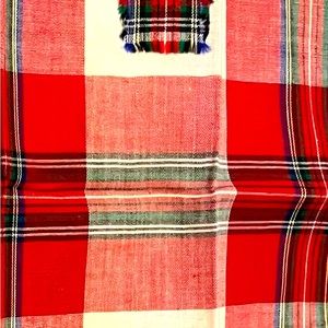 SCOTTISH TARTAN PLAID NAPKINS SET OF 3  RED WHITE GREEN BLUE SQUARE PATCH 12x12